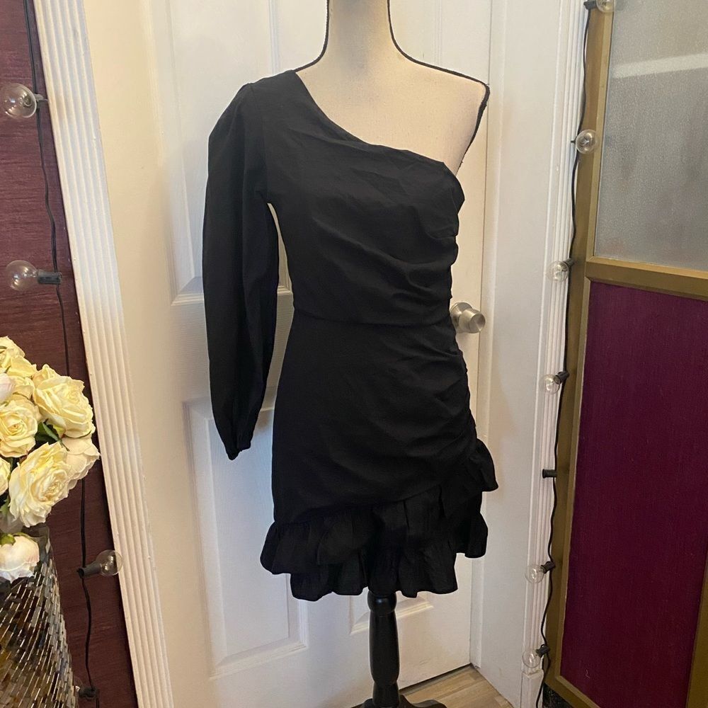 Collusion one shoulder mini ruched dress, size 6